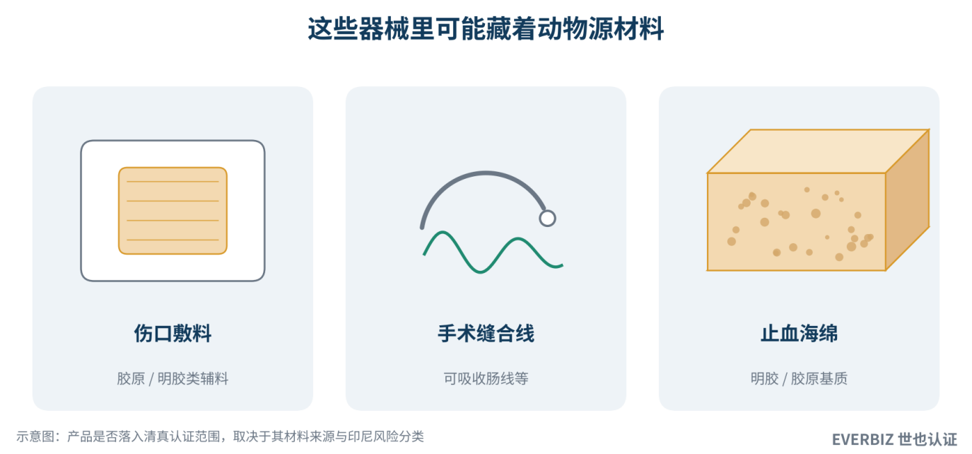 常见含动物源材料的器械(示意)